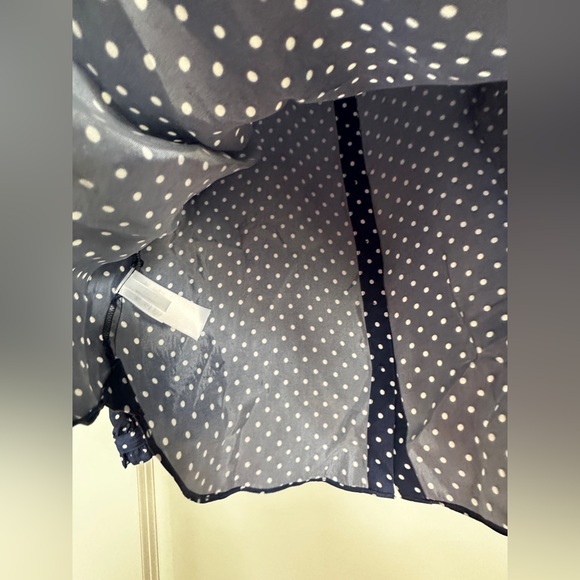 Drapey cupro-blend ruffle-trim shirt in dot - Picture 9 of 9